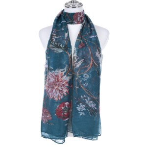 Teal Floral Scarf