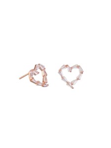 Rose Gold Heart Crystal Earrings